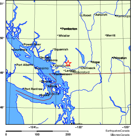 carte des endroits près de l'épicentre