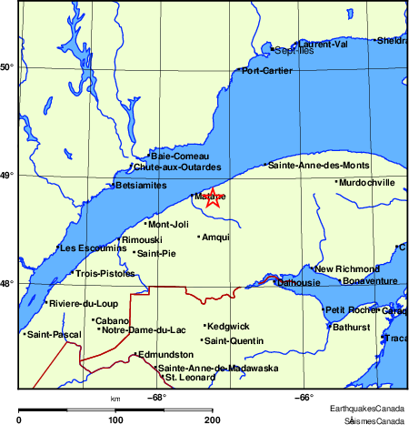 carte des endroits près de l'épicentre
