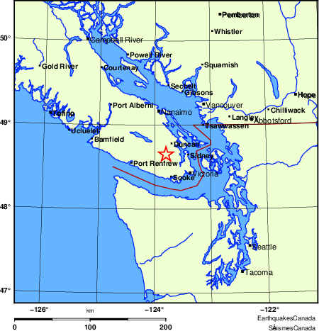 carte des endroits près de l'épicentre