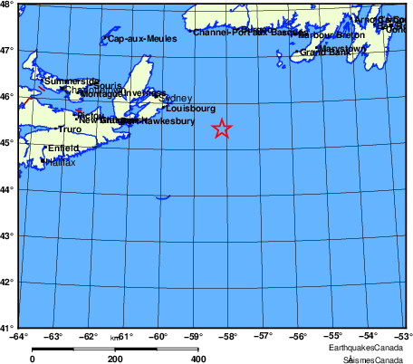 carte des endroits près de l'épicentre
