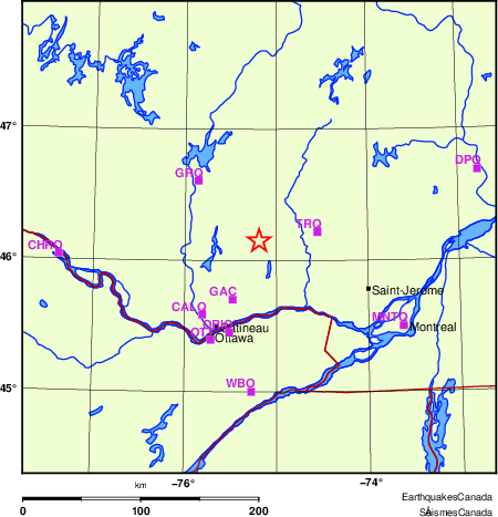 carte des localisations des stations sismologiques locales
