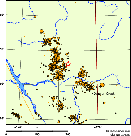 carte des des séismes de magnitude 2,0 et plus depuis 2000