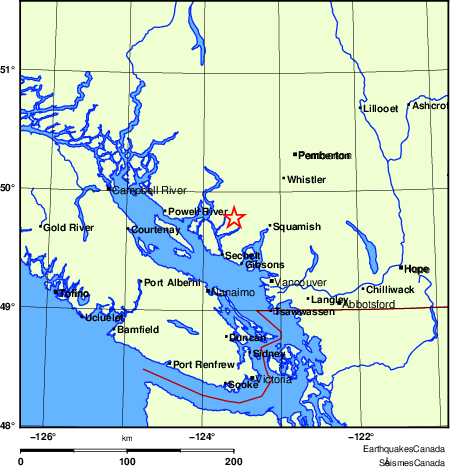 carte des endroits près de l'épicentre