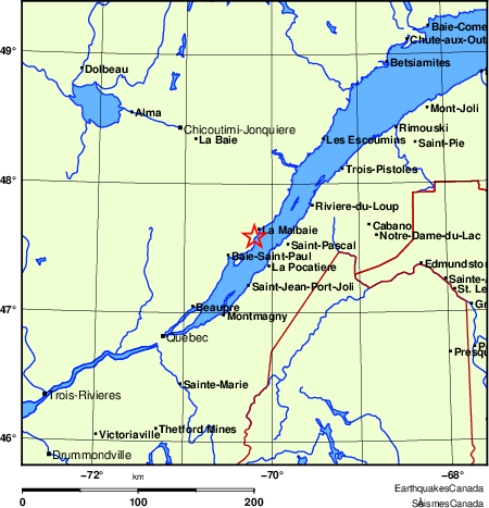carte des endroits près de l'épicentre