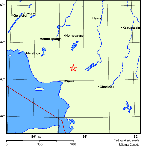 carte des endroits près de l'épicentre