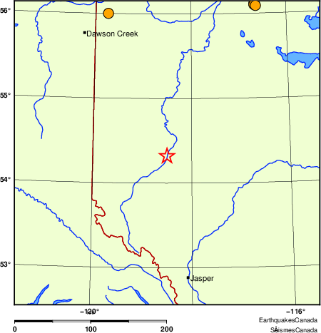 carte des séismes historiques de magnitude 5,0 et plus.  Détails dans le tableau de données ci-dessous
