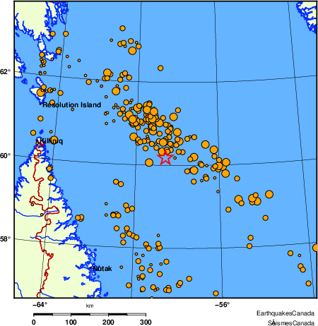 carte des des séismes de magnitude 2,0 et plus depuis 2000