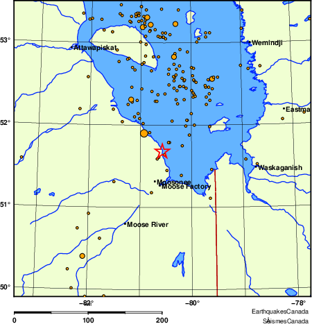 carte des des séismes de magnitude 2,0 et plus depuis 2000