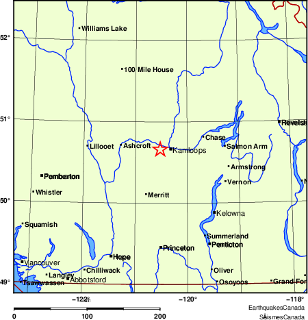 carte des endroits près de l'épicentre