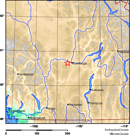 carte des environs du séisme