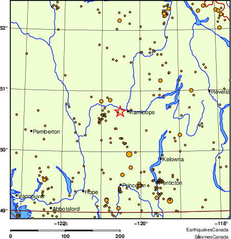 carte des des séismes de magnitude 2,0 et plus depuis 2000