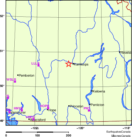 carte des localisations des stations sismologiques locales