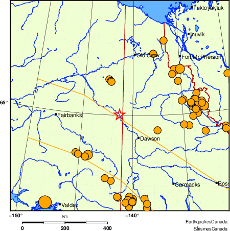 carte des séismes historiques de magnitude 5,0 et plus. Détails dans le tableau de données ci-dessous