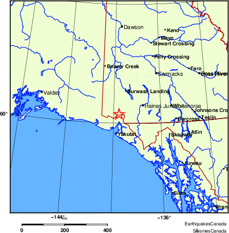 carte des endroits près de l'épicentre