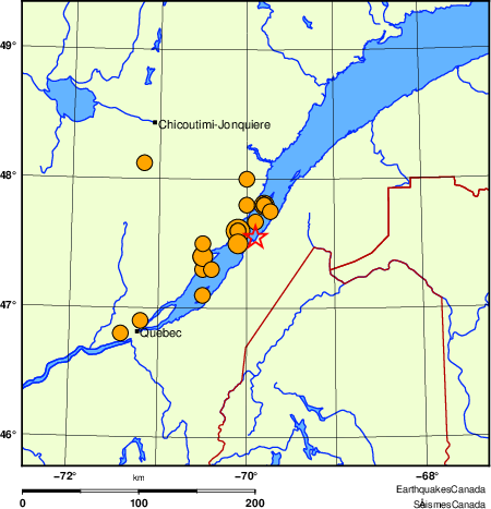 carte des séismes historiques de magnitude 5,0 et plus. Détails dans le tableau de données ci-dessous