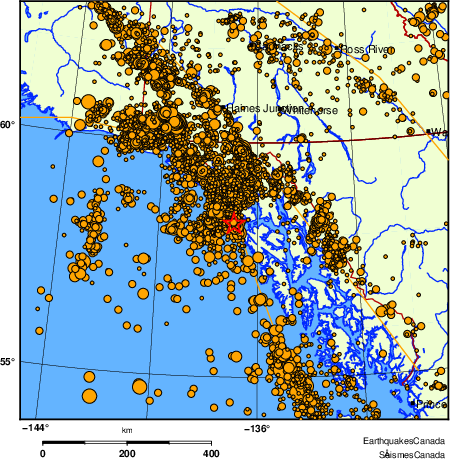 Map of earthquakes magnitude 2.0 and larger, 2000 - present
