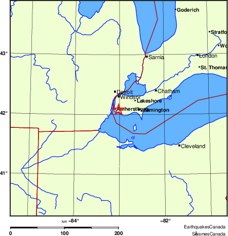 carte des endroits pr&egrave;s de l'&eacute;picentre