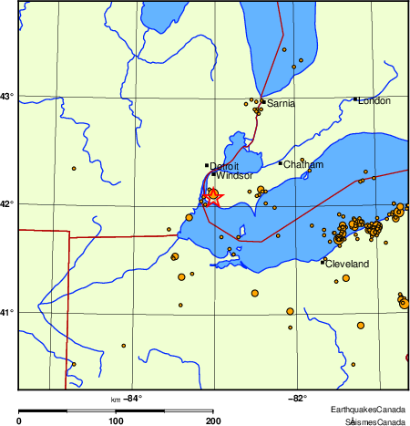 carte des des s&eacute;ismes de magnitude 2,0 et plus depuis 2000