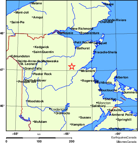 carte des endroits pr&egrave;s de l'&eacute;picentre