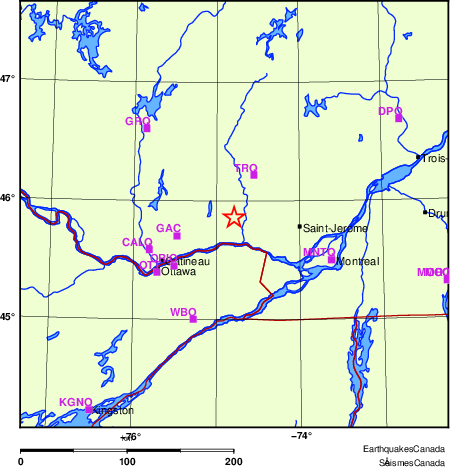 carte des localisations des stations sismologiques locales