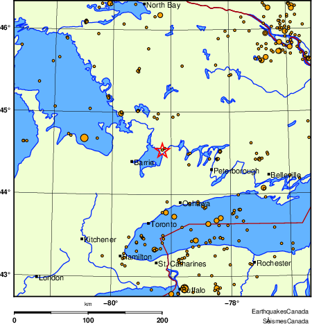 carte des des s&eacute;ismes de magnitude 2,0 et plus depuis 2000