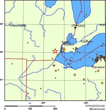 carte des des s&eacute;ismes de magnitude 2,0 et plus depuis 2000