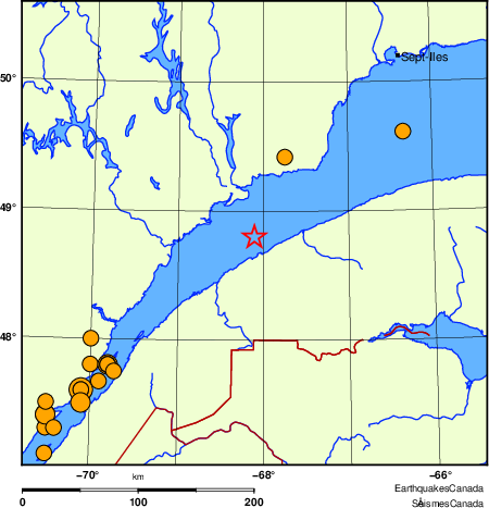 carte des s&eacute;ismes historiques de magnitude 5,0 et plus.  Détails dans le tableau de données ci-dessous